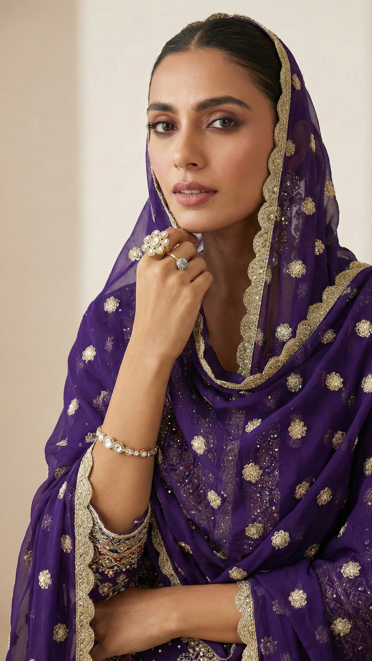 Royal Purple Heavy Embroidered Georgette Plazzo Suit with Dupatta | Premium Party Wear