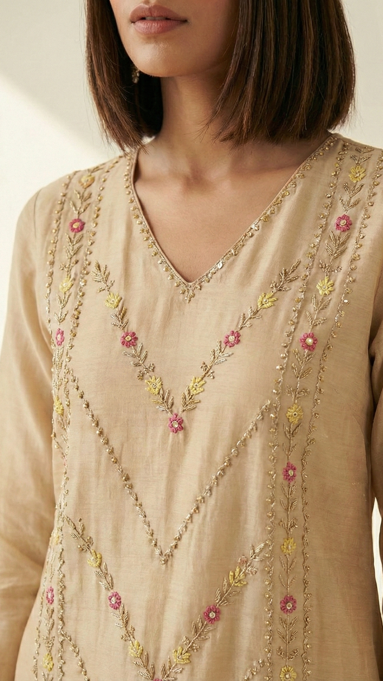 Ivory Pure Mulchanderi Chikankari Suit Set with Matching Pants – Luxury Style