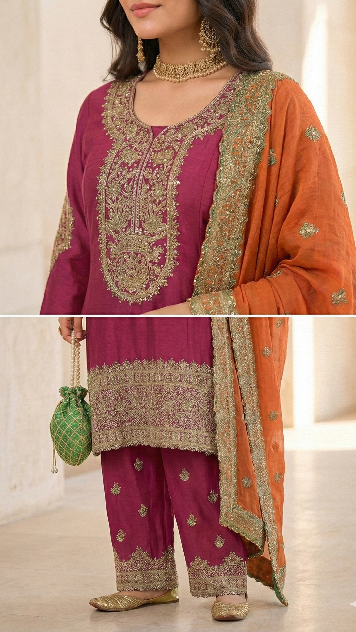 Royal Afgani Suit Set in Heavy Chinon with Embroidered Dupatta