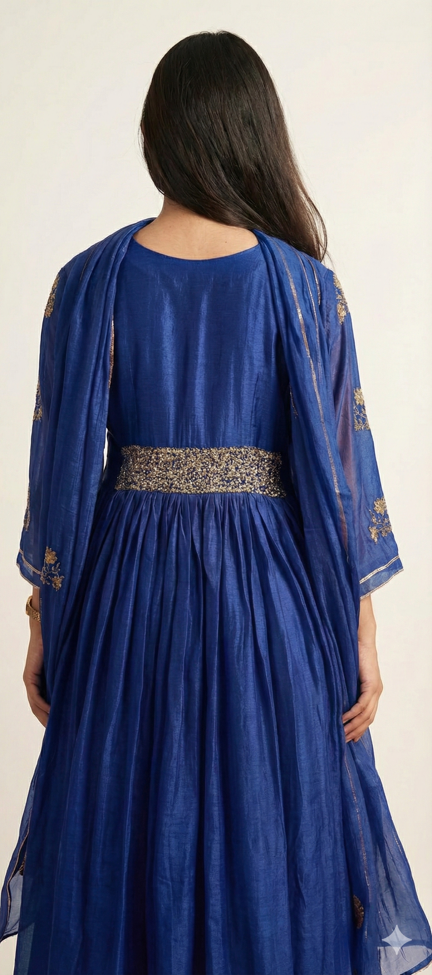 Royal Blue Mulchanderi Handwork Kurta Set with Matching Dupatta