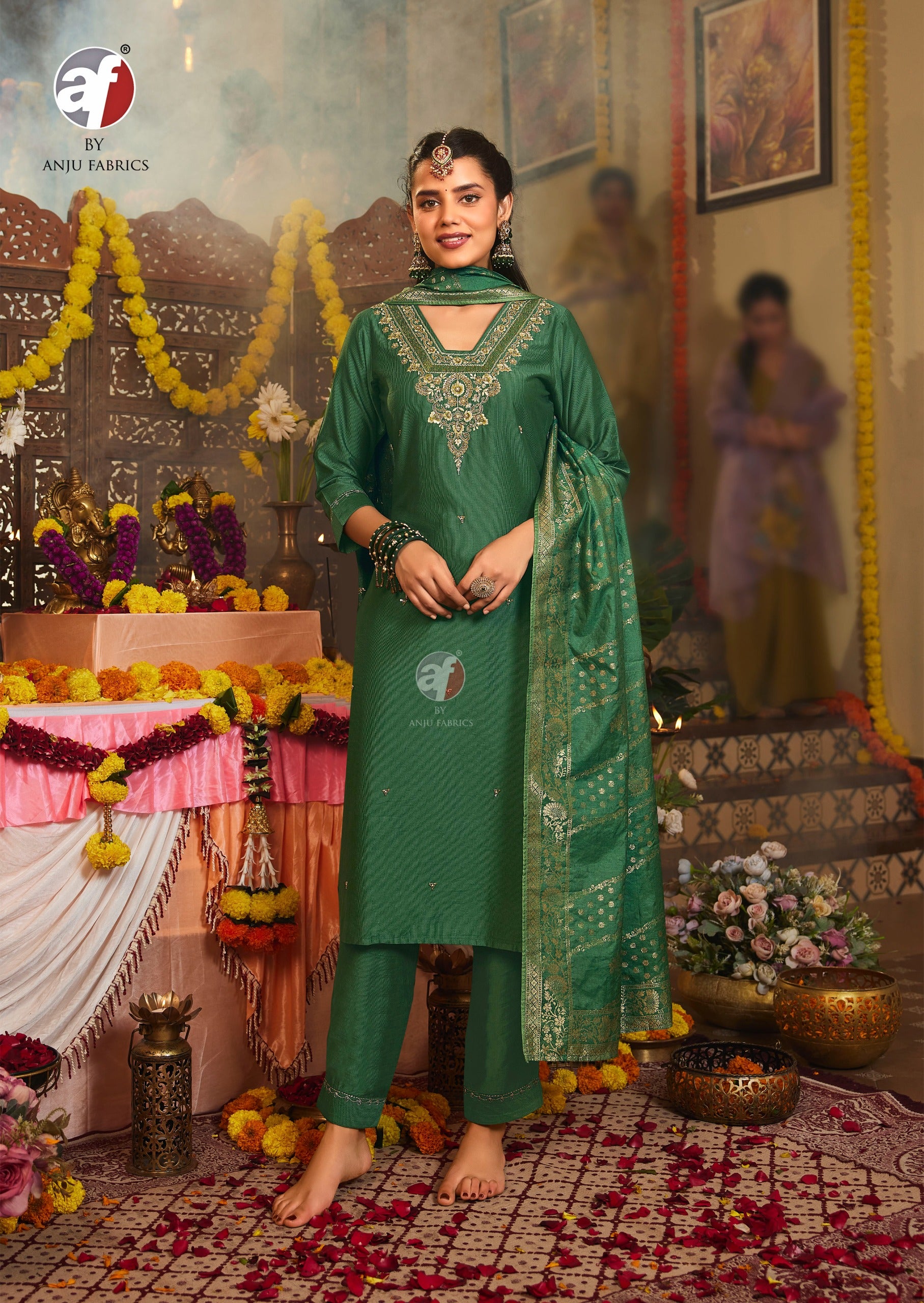 Viscose Nylon Kurti Set with Heavy Jacquard Dupatta