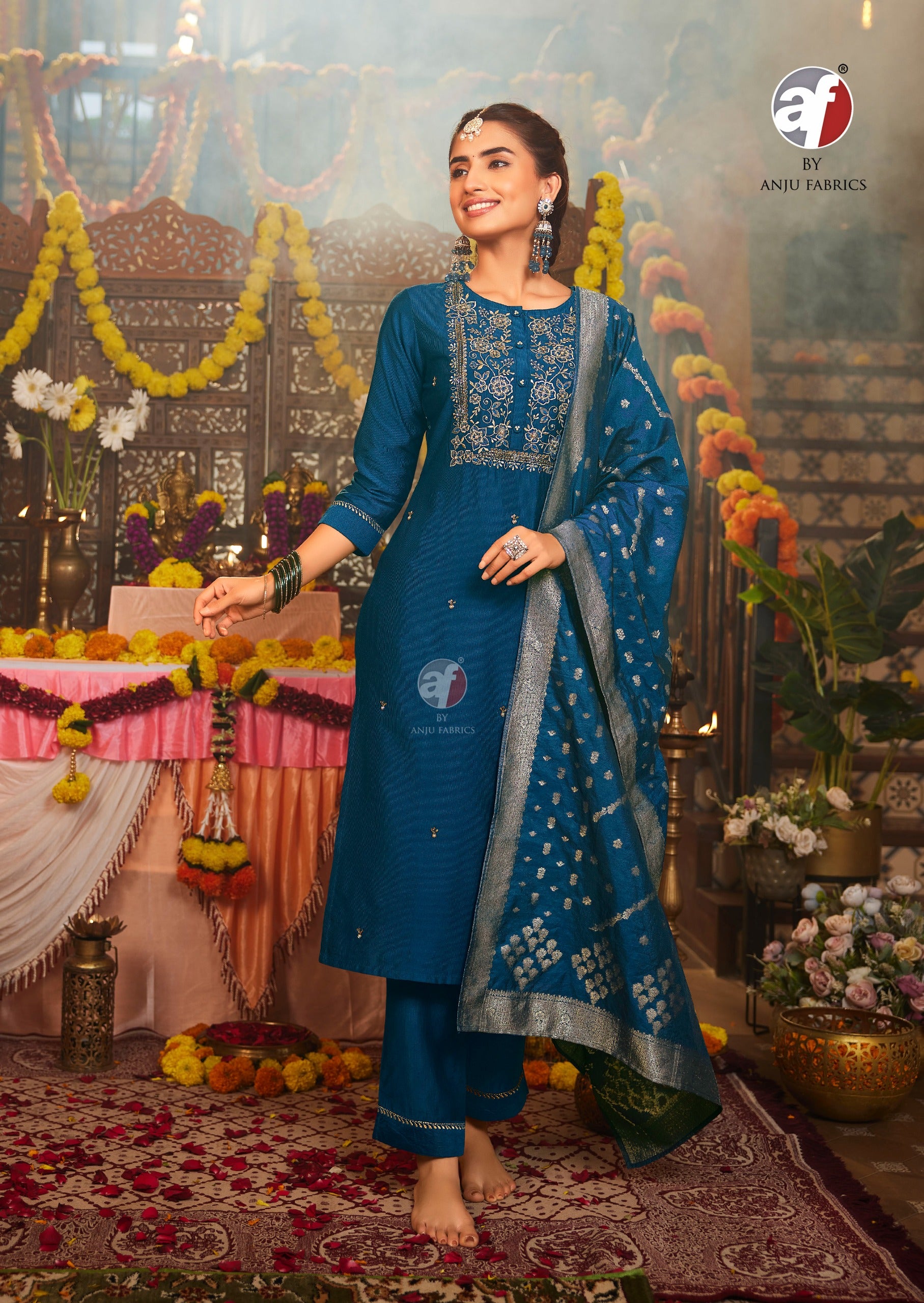 Viscose Nylon Kurti Set with Heavy Jacquard Dupatta