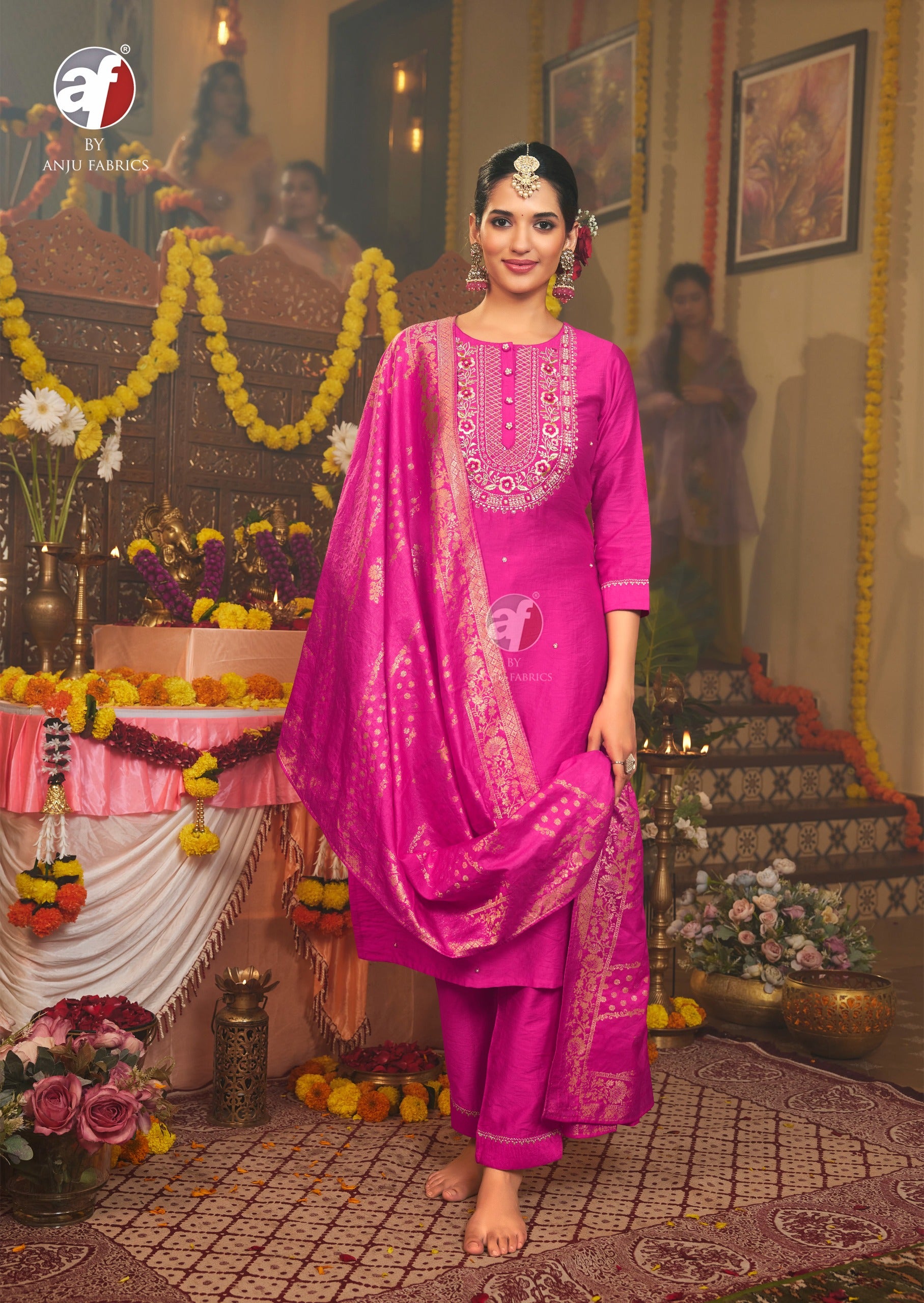 Viscose Nylon Kurti Set with Heavy Jacquard Dupatta