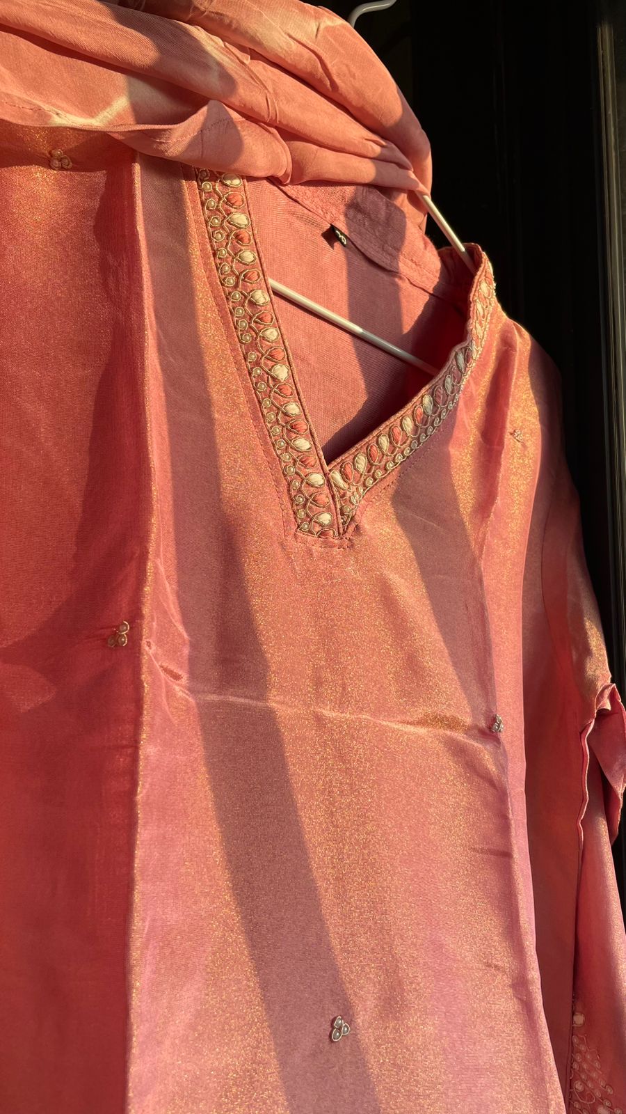 Elegant Tissue Silk Kurta Set with Handcrafted Dupatta