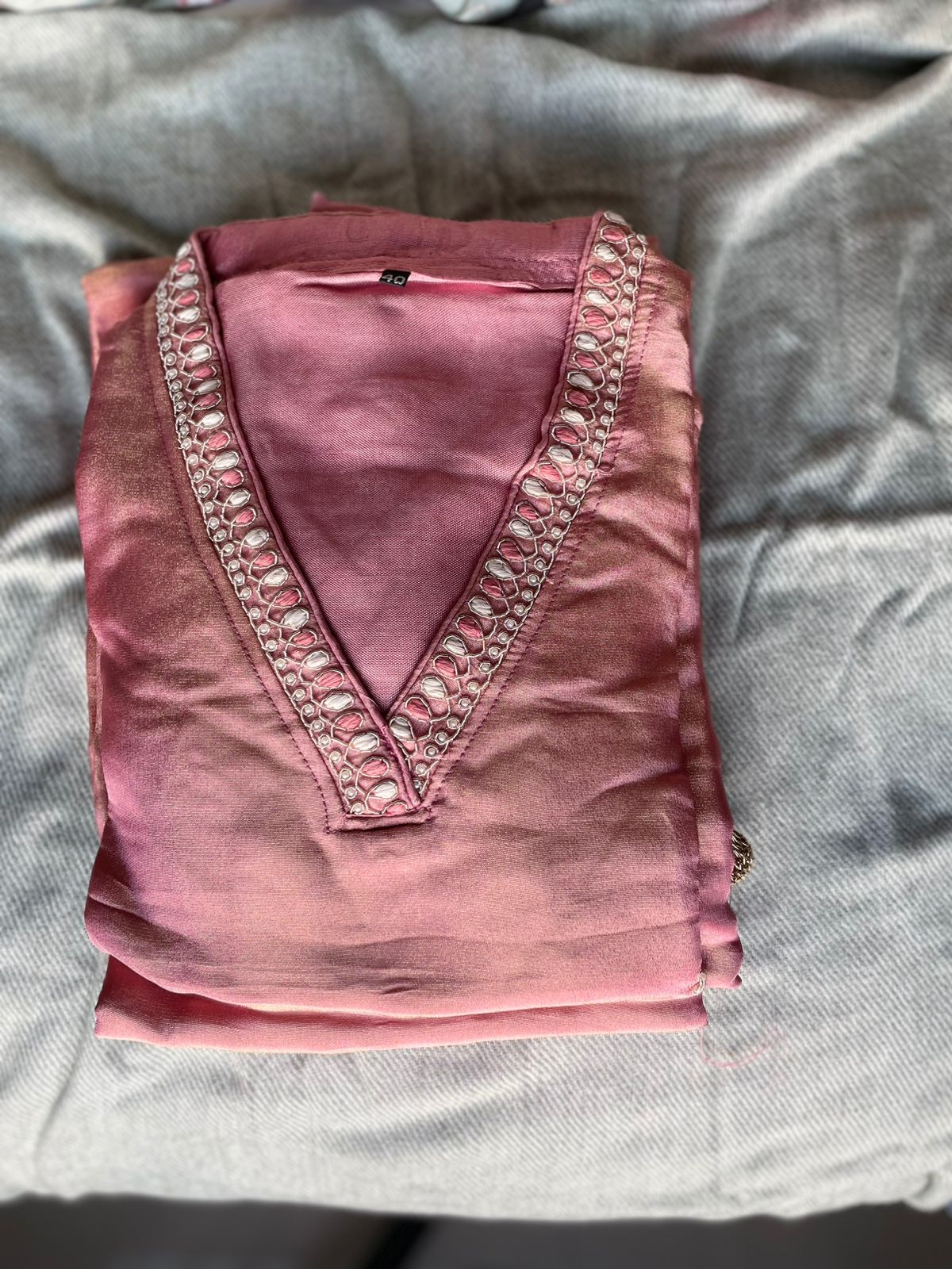 Elegant Tissue Silk Kurta Set with Handcrafted Dupatta