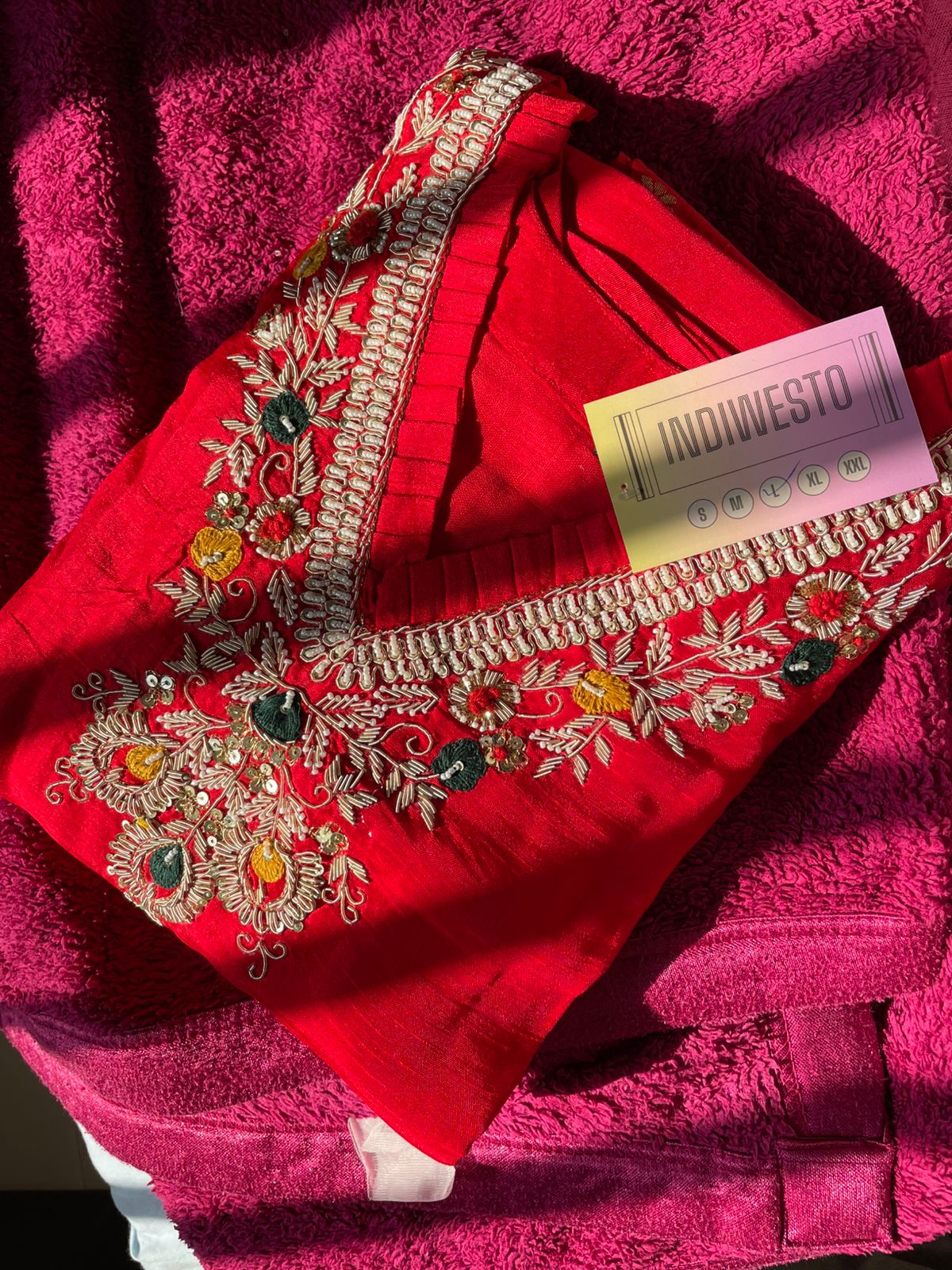Red Dola Silk Suit Set with Intricate Handwork and Dupatta