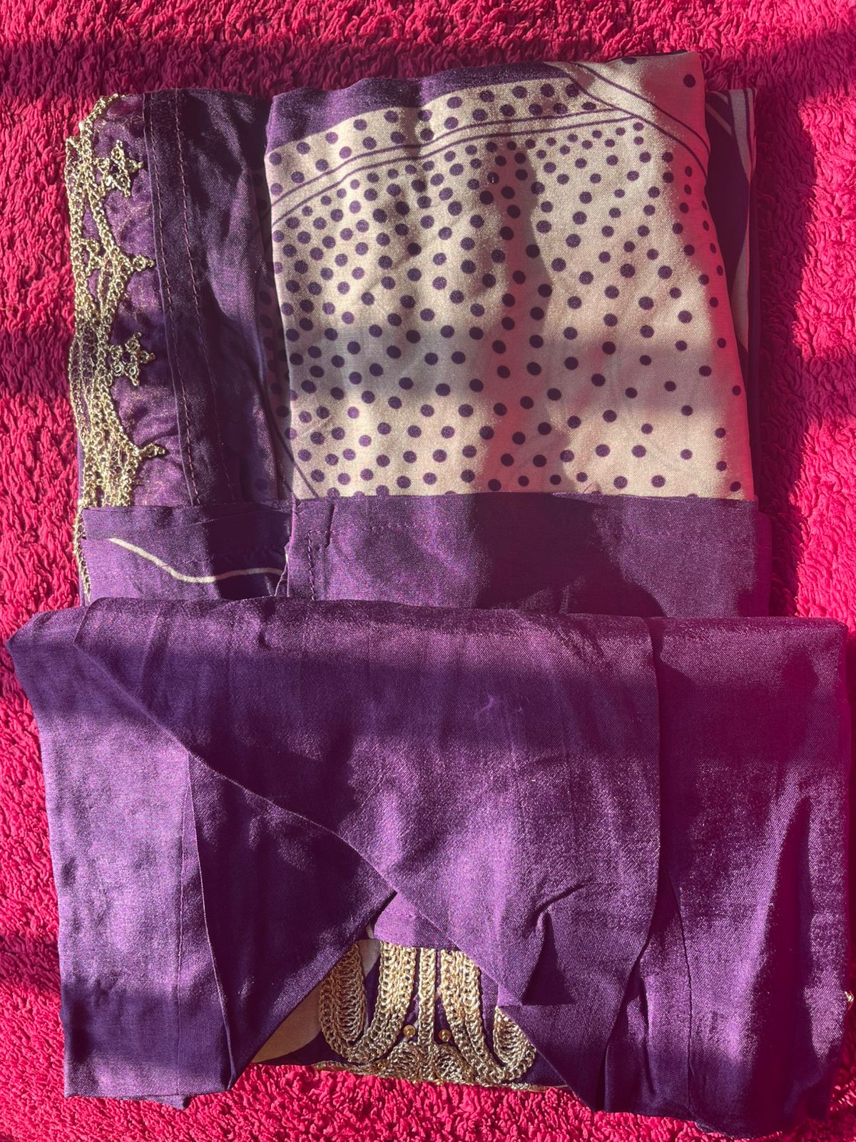 Elegant Purple Crape Silk Suit Set with Embroidery Detailing