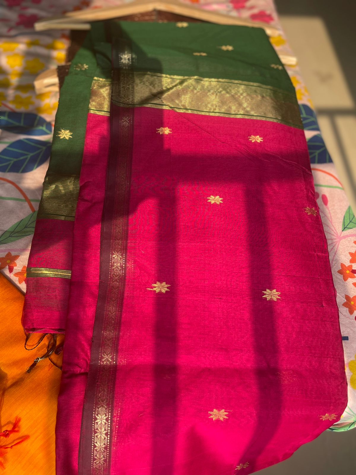 Handcrafted Maheshwari Silk Cotton Saree with Elegant Patterns