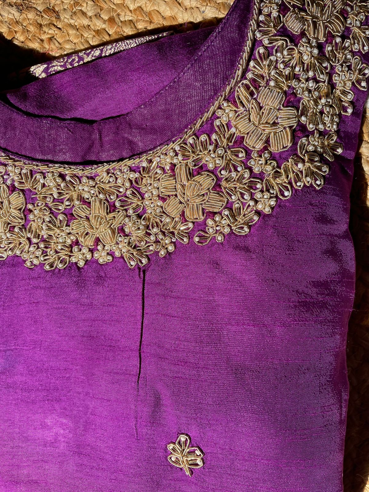Luxurious Russian Silk Purple Zardosi Work Suit Set – Festive & Party Wear
