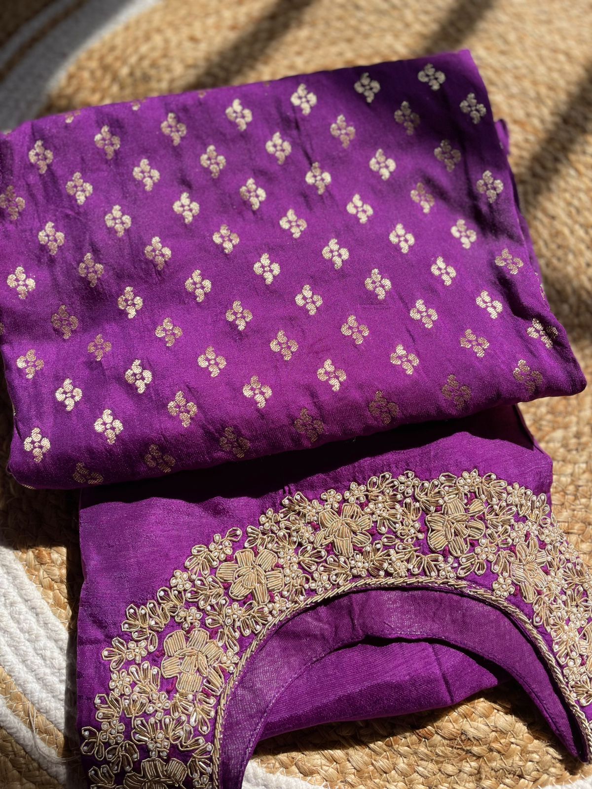 Luxurious Russian Silk Purple Zardosi Work Suit Set – Festive & Party Wear