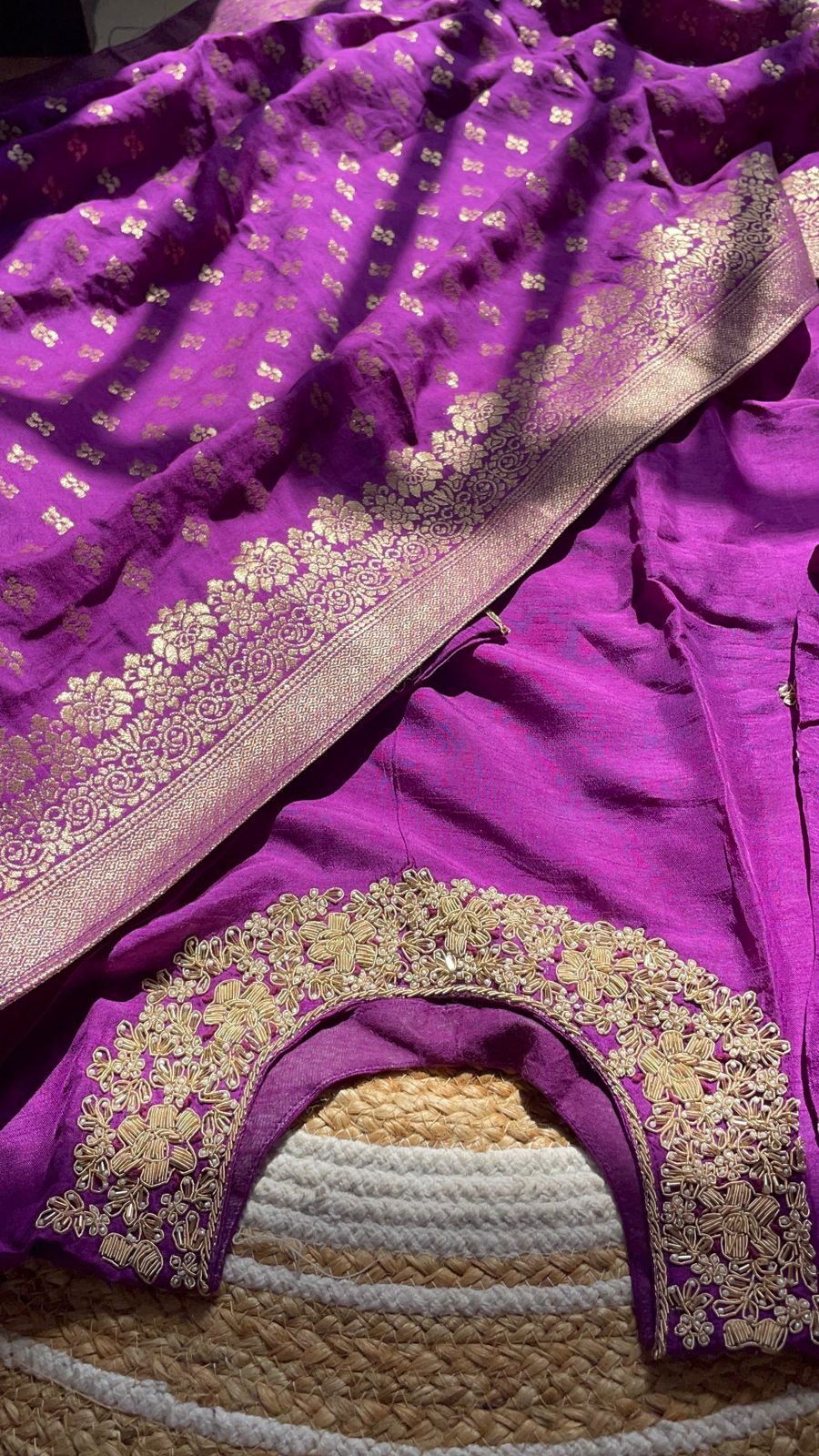 Luxurious Russian Silk Purple Zardosi Work Suit Set – Festive & Party Wear