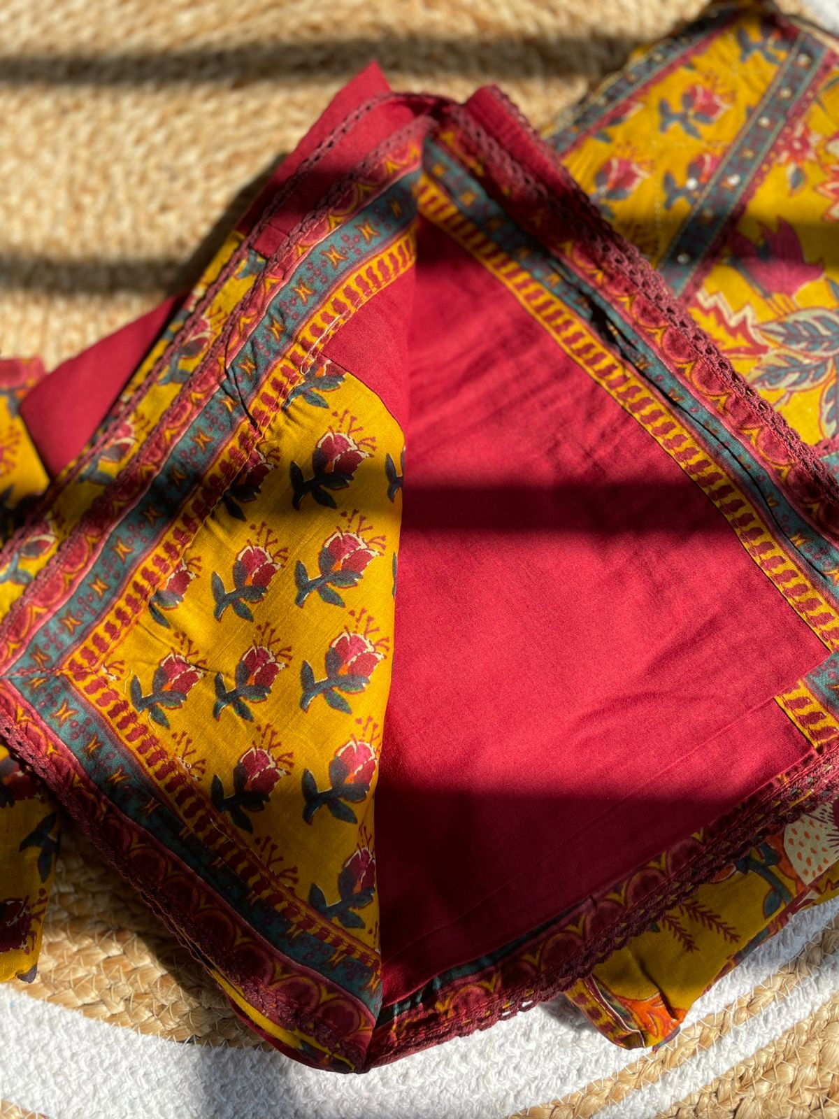 IndiWesto Cotton Anarkali Suit – Handblock Printed Ethnic Wear