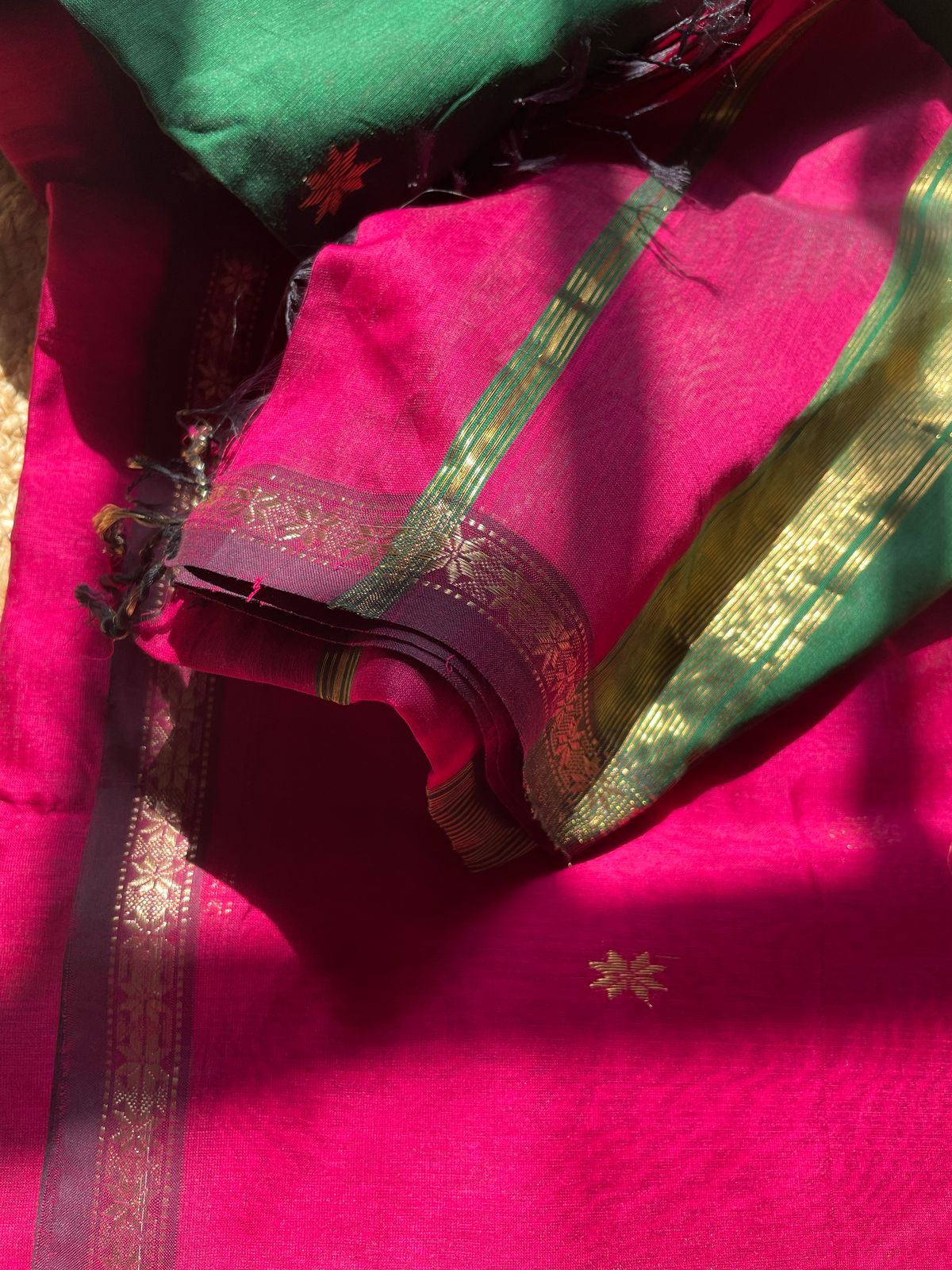 Maheshwari Tissue Silk Saree – Handwoven Elegance with Zari Border