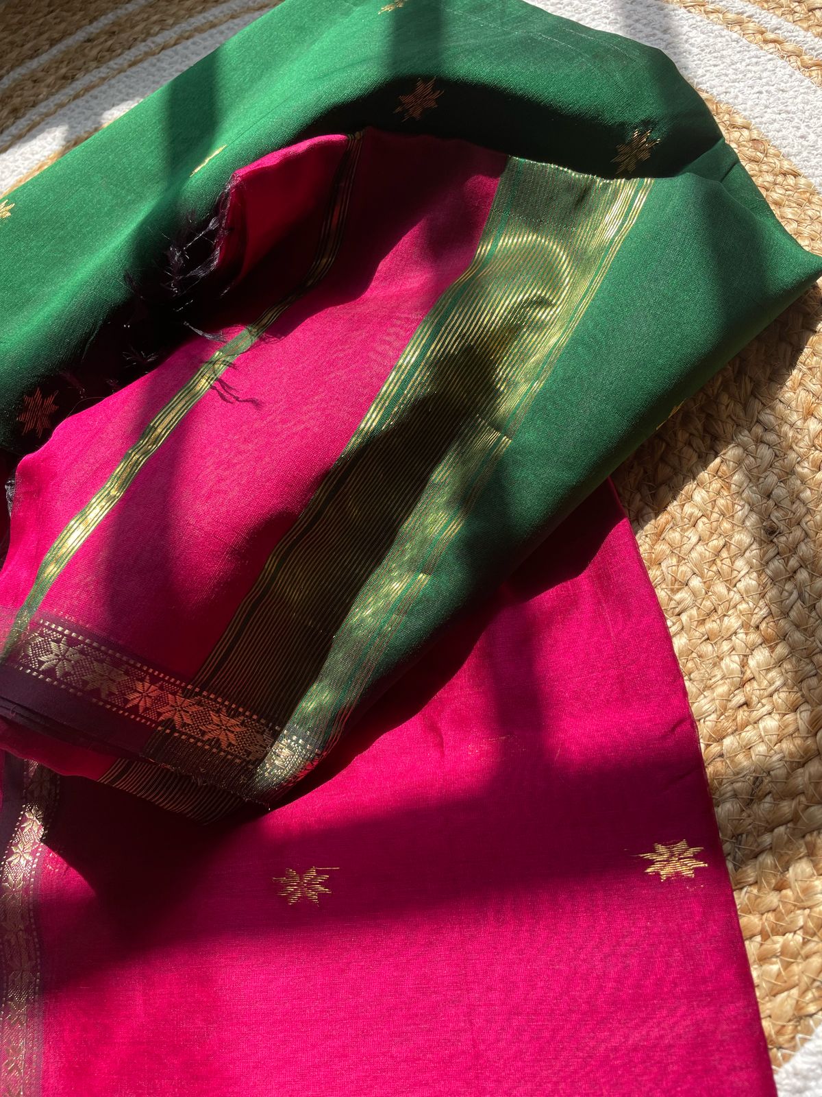 Maheshwari Tissue Silk Saree – Handwoven Elegance with Zari Border