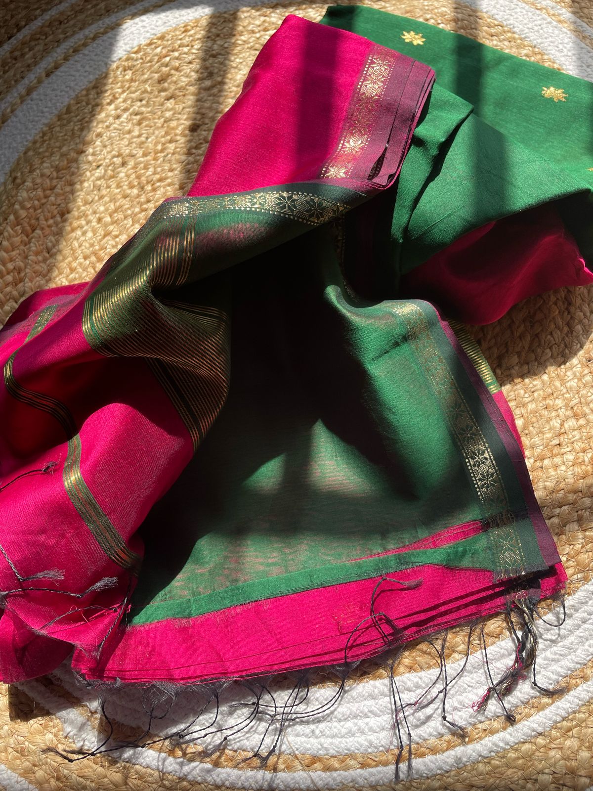 Maheshwari Tissue Silk Saree – Handwoven Elegance with Zari Border