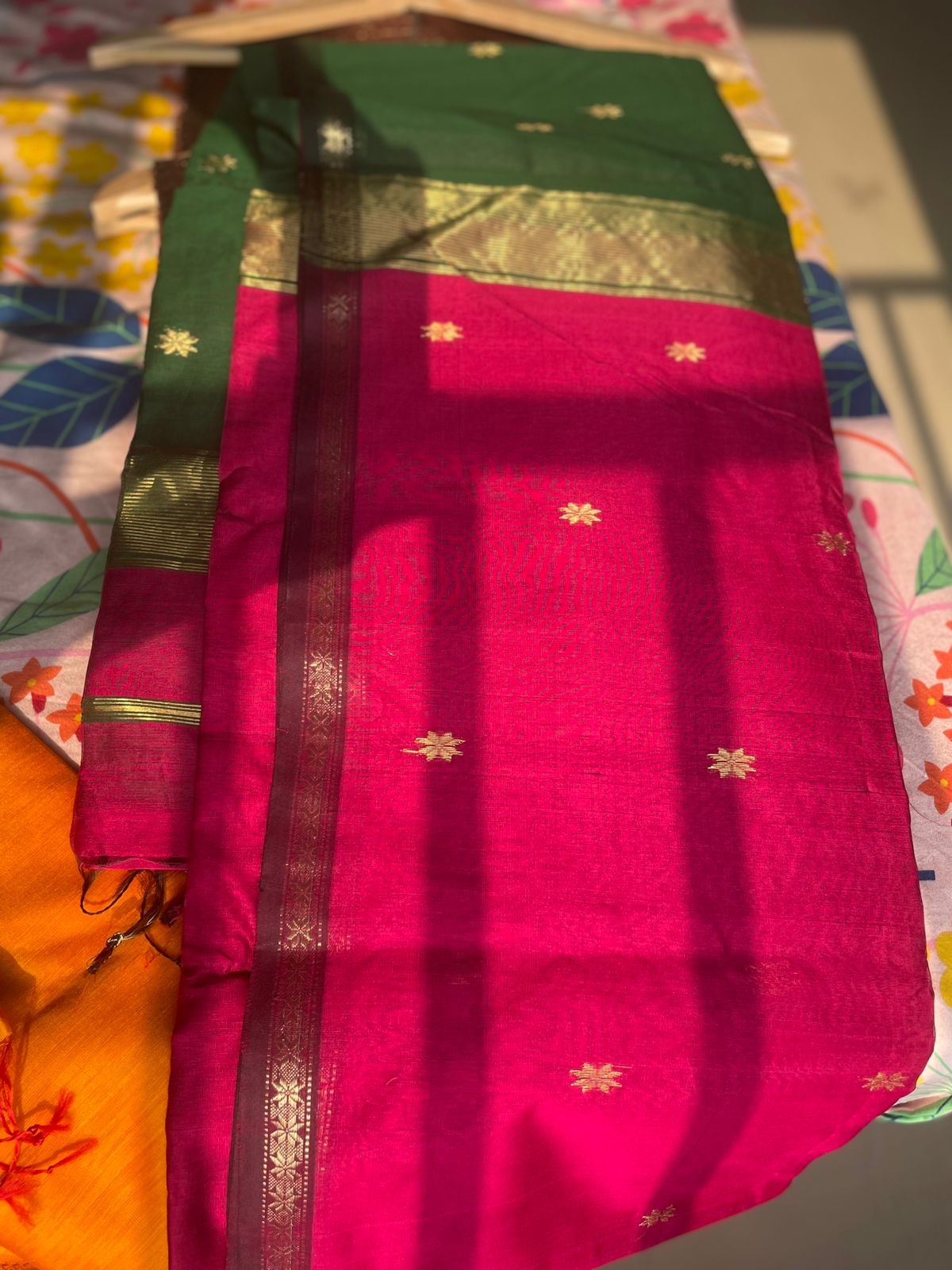 Handcrafted Maheshwari Silk Cotton Saree with Elegant Patterns