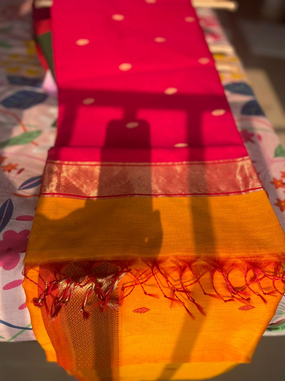 Handcrafted Maheshwari Silk Cotton Saree with Elegant Patterns