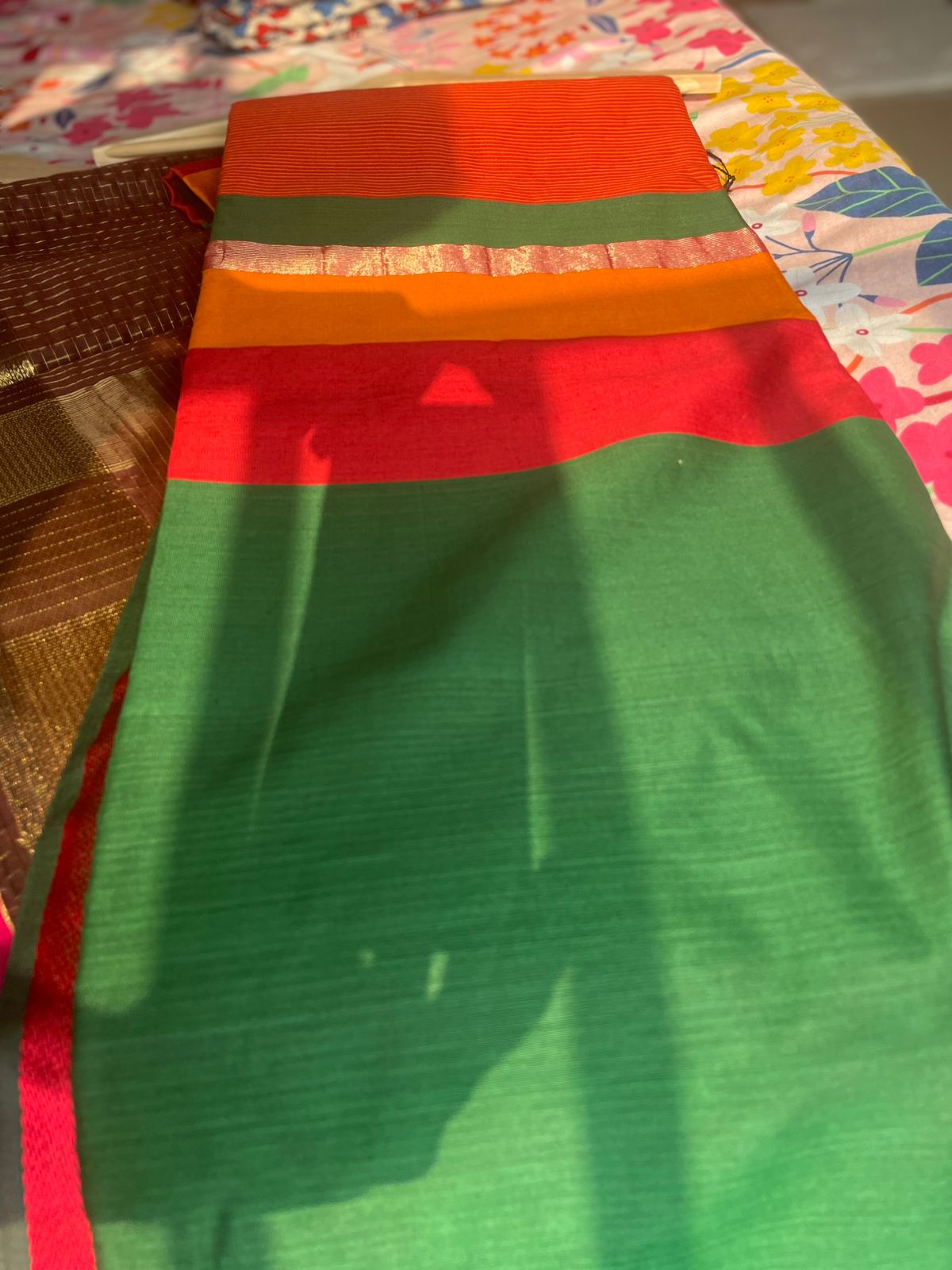 Handcrafted Maheshwari Silk Cotton Saree with Elegant Patterns